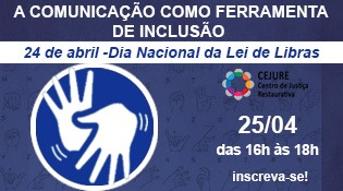 Num fundo azul escuro se vê as mãos símbolos da linguagem de Libras